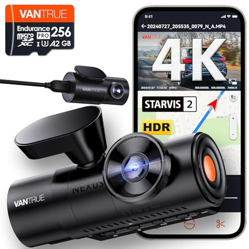 Pacchetto - Dashcam Per Auto N4 Pro + Scheda Di Memoria Da 256 Gb, 4k+1080p+1080p/3 Hdr, Dashcam Starvis 2 A 360 Gradi, Wifi 5 Ghz Gps Infrarossi Anteriore E Posteriore