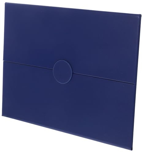 Artibetter Trifold A4 Diploma Certificate Cover Holder, Blue Leather Round Button Protective Brochure for Graduation, Marriage, Birthday Certificate Presentation and Document Storage