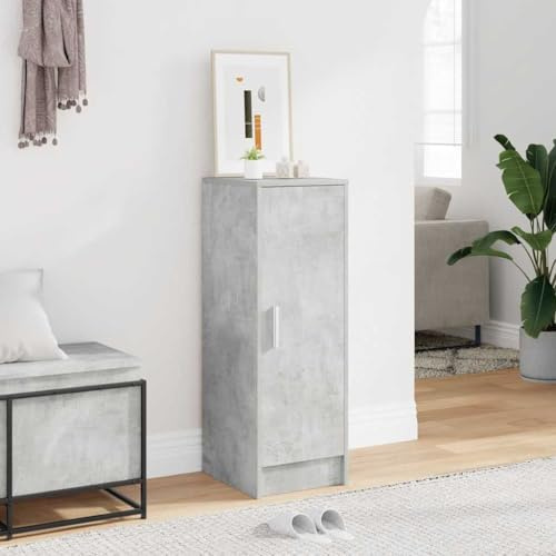 KKgypkn Zapatero gris hormigón 32 x 35 x 92 cm de madera con 6 estantes, puerta corredera y protección contra el polvo para un almacenamiento y organización óptimos