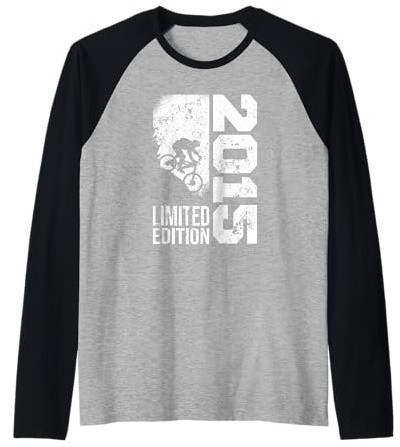 MTB Bike Ciclista Mountainbike Nacido en 2015 Cumpleaños Camiseta Manga Raglan