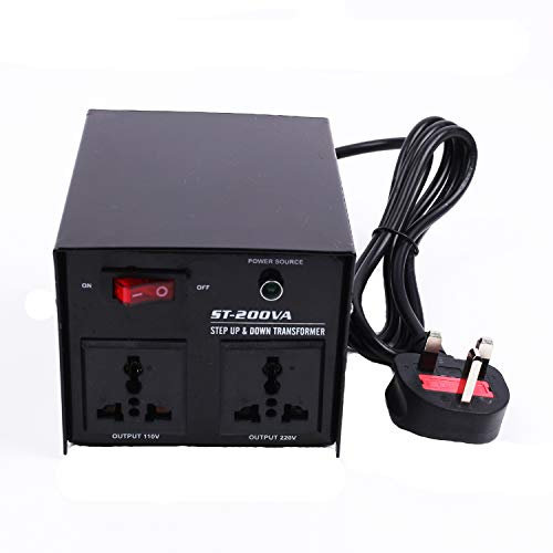 MSKJ 200W Voltage Converter UK to US & US to UK Step Up & Down Voltage Transformer Output 110V - 120V & 220V - 240V Power Converters with UK Standard Plug Circuit Break Protection
