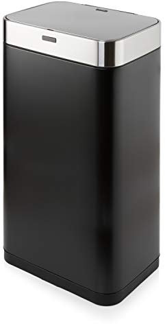 Tower T838001B Square Sensor Bin with Fingerprint Proof Coated Exterior, Large 75L, Hands Free Opening, Black