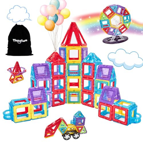 Theefun Magnetische Bausteine 100 Teile, STEM & Montessori Lernspielzeug Hochwertige und Stabile Magnetbausteine Jungen & Mädchen von 3–8 Jahren zu Halloween & Weihnachten