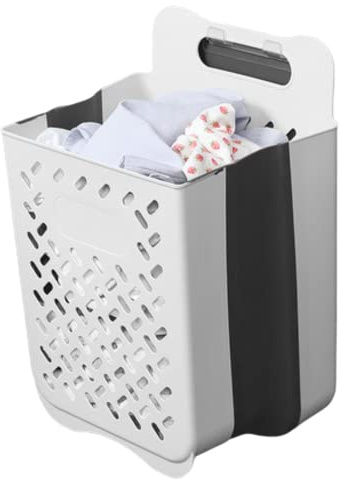 Wäschekorb für Badezimmer, faltbar, für schmutzige Kleidung, zum Aufhängen an der Wand, groß, tragbar, ohne Stanzen