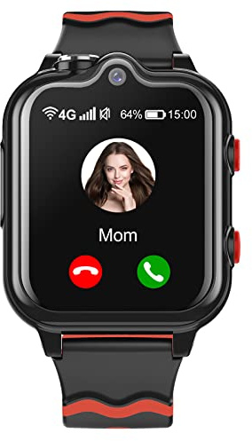 Montre Connectée Enfant Garçon Fille GPS 4G avec WiFi Appel Vidéo SOS 2 Caméras Etanche SMS Réveil Chronomètre Mode Classe Rejeter Appel Inconnu Musique Lecteur Vidéo Longue Durée de Veille