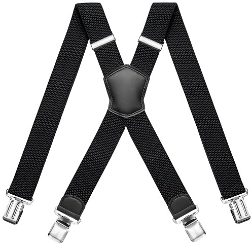 Sencillo Hosenträger Herren Breit mit Starken Clips X-Form Schwarz
