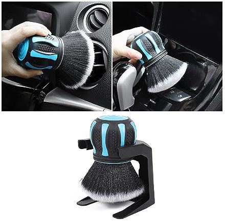 AUCELI Car Detailing Brush, Ultra Soft Auto Interior Dusting Brush with Storage Rack, Car XL Synthetic Brush Cleaning Tool, Universal Covers Large Area Inside or Outside Vehicles (Blue)