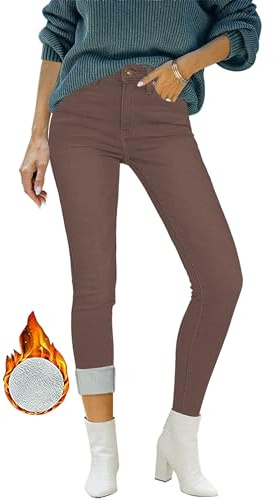 Roskiky Skinny Jeans Damen High Waist Thermo Jeans Damen Winter Gefütter Thermo Jeans Leggings Damen Stretch
