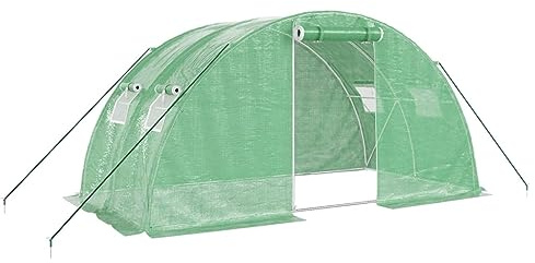 vidaXL Gewächshaus mit Stahlrahmen Grün 8 m² 4x2x2 m
