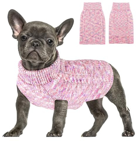 SlowTon Hundepullover kleine Hunde, Hundepullover Rollkragen Haustier Pullover Hund Kleidung für kleine mittelgroße Hunde, Winter Hundepulli Strickpullover mit Leinenöffnung für Dackel