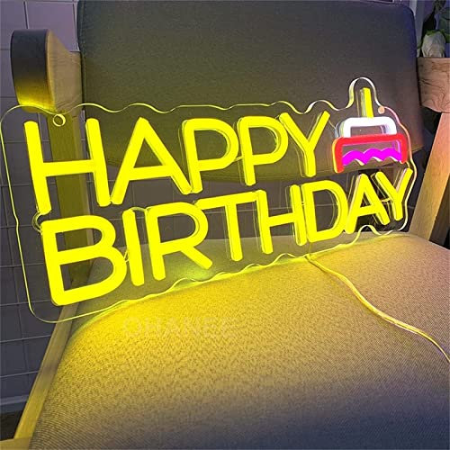 Buon Compleanno Insegna Al Neon Led Modellazione Luce Lettere Luminose Insegna Pannello Acrilico Neon Luce Decorativa, 50X20cm