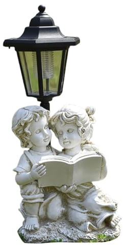 OKESYO Figurines solaires d'ange d'extérieur Statue de jardin avec lanterne solaire, résistante aux intempéries, lampe décorative, cadeau pour le jour de la fête de la fête