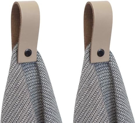 Handles and more - 2 x Handtuchhaken magnetisch - Taupe - 2,5 x 7,4 cm - inkl. Befestigungsmaterial - Handtuchhalter aus echtem Leder - Magnetschlaufe für Handtücher & Geschirrtücher - Wandhaken