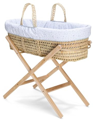 Clair de Lune Star & Stripes Essential Moses Basket Special Buy Bundle 75 x 28 cm