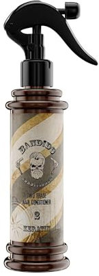 BANDIDO Baume Barbe & Cheveux Bi-Phase 350 ml – Soin Cheveux Sans Rinçage à la Kératine – Après-Shampoing Homme Sans Sulfates – Conditionneur à Laisser Agir Anti-Frisottis – Volume & Argan Oil