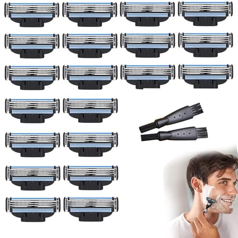 ysister 20 Stück Mach 3 Klingen,Mach 3,Mach3 Rasierer Klingen,Mach 3 Rasierklingen,Mach 3 Turbo Klingen Ersatzklingen Rasierklingen Für Männer,Professionelle Rasur mit 2 Bürsten Geliefert