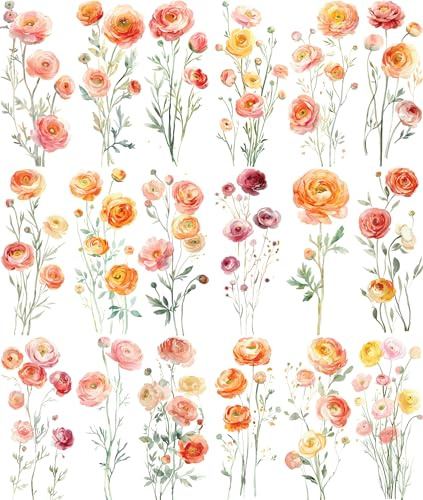 Carta di riso con fiori di ranuncolo, 29,2 x 36,8 cm (2 pezzi), carta di gelso per decoupage, scrapbooking, biglietti, artigianato Craft Kreatively