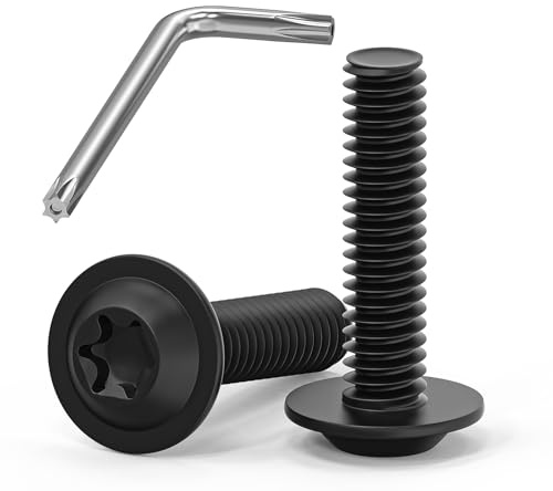20 Stück M5x20mm Linsenkopfschrauben Schwarz, M5 Schrauben mit Flansch, A2 V2A Edelstahl Schrauben Torx, Flanschschrauben Maschinenschrauben Vollgewinde mit Torx Schlüssel für Möbel Verbindungs