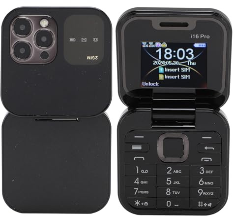 2G Flip Handy, 2024 Neues MI NI Flip Handy, 2 SIM Karte, Kleines Display, Faltbares Handy, mit FM Radio, Magic Voice, Blacklist, Schnellwahl Vibration, für Senioren (Black)