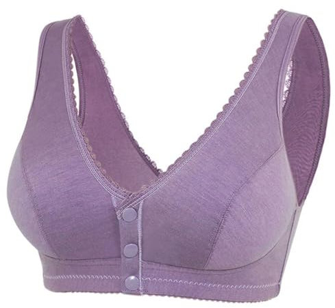 Today Deals 2024 Front Fastening Bra for Women UK - Comfortable Convenient Front Closure Button Cotton Bra for Seniors Non Wired Easy Lingerie, My Order Grey