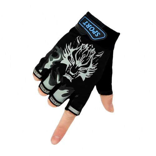 SamHeng Cycling Gloves for Kids Half Finger Gloves for Boys Girls Training Bike Cycling Mittens Breathable Non Slip Gel Kids Sport Gym Gloves for Running Riding Bicycle Outdoor Age 5-10(Black)