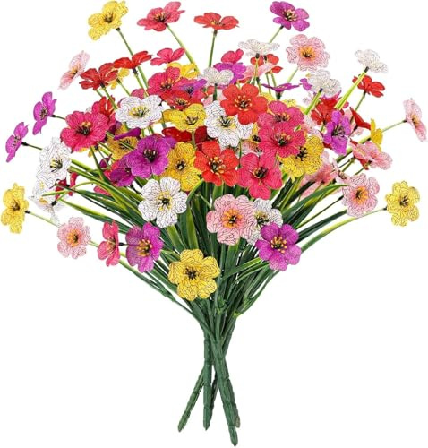 N&T NIETING Künstliche Blumen, 6 Bündel Balkon Kunstblumen wie Echt Balkonpflanzen Blumenstrauß, UV-beständig Faux Blume Wetterfest Blumen Dekor für Home Garten Balkonkasten Innen Außenbereich Outdoor