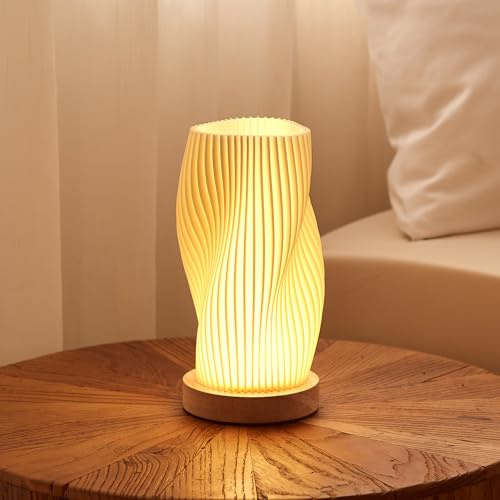 Dawnwake Table Lamp Bedside Lamps for Bedroom, Small Night Stands Desk Lamp, Mood Warm Cozy Lighting, Vintage Boho Cool Mid Century Modern Lamp, Aesthetic Accents Home Room Decor (Warm-A, Medium)