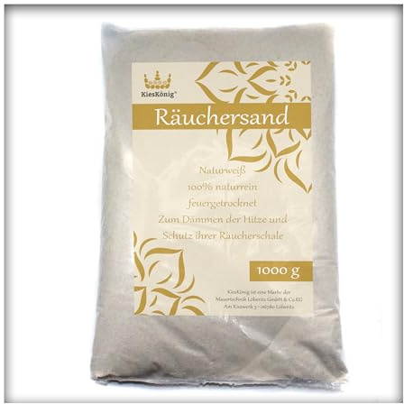 Räuchersand fein naturweiß Quarzsand – Feuersand Sand zum Raeuchern Körnung 0,1 – 0,4 mm für Räucherschale, Räuchersieb, Räucherkohle und Räucherstäbchen 1 kg Tüte
