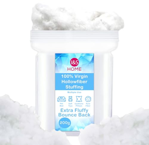 I&S Home 200g Hollowfiber Toy Stuffing Filling - High Grade Multipurpose Toy Stuffing for Knitted Toys – Hypoallergenic Polyester Stuffing for Crochet,Cushions, Pillows,Pet Bed,Teddy Bear (200 grams)