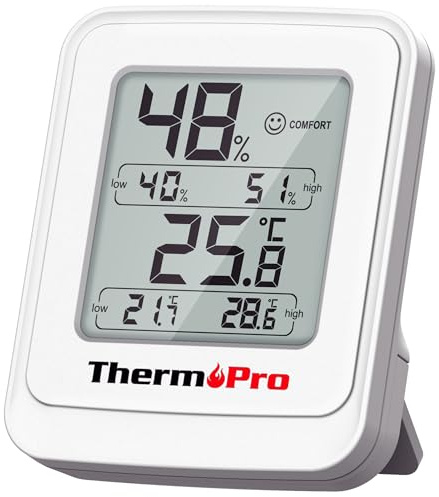ThermoPro Thermo-hygromètre numérique pour serre, thermomètre extérieur avec affichage des températures max/min, étanchéité IPX5, idéal pour les plantes d'intérieur, tentes de culture et le jardin