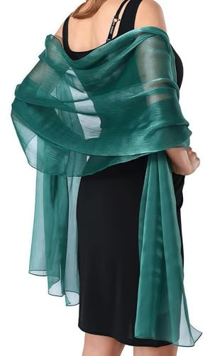 Étole pour Femme Foulard en mousseline de soie Élégant Écharpe légère et douce Grande taille Foulard en châle Écharpe en Silk Scarf Chiffon Shawl White Neckerchief (vert)