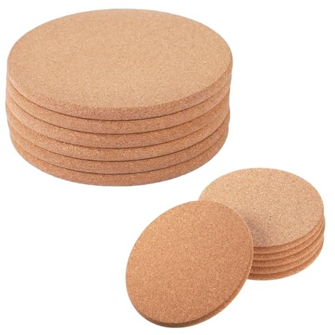 Cobenga 12 Pcs Thick Cork Placemats Set, 19 Cm & 10 Cm Round Cork Mats For Hot Pans Table, Heat Resistant Mats For Pots, Coffee, Tea, Kettles, And Plants