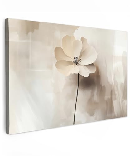 MuchoWow© Bilder Groß XXL Wohnzimmer Deko Modern Wandbild Kunstdruck | 120x80 cm - Leinwand Bild Schlafzimmer über Bett Room Decor Geschenke Blume - Beige - Farbe - Schatten