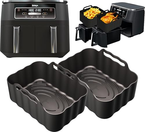 Premium Ninja 7.6L AF200UK Silicone Liners | 2.5mm Thick, Convex Base, Non-Stick & Dishwasher Safe | 2PCS Reusable 7.6L Ninja Air Fryer Liners | Ninja Silicone Liners | by iStock Ltd