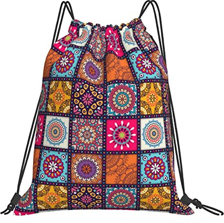 Gemustert Turnbeutel Mit Kordelzug 36X42Cm Mandala Tüte Rucksack Outdoor Sportarten Beutel Zum Bemalen Für Outdoor, Strand, Erwachsene
