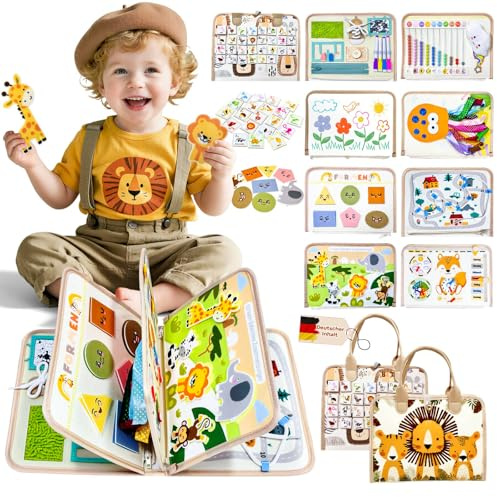 Sumtoco Busy Board Deutsch, Busy Board Ab 3 Jahr, Montessori Spielzeug | Montessori Spielzeug Baby, Spielzeug Ab 3 Jahre, Motorikspielzeug, Quiet Book, Activity Board, Geschenke für Junge Mädchen