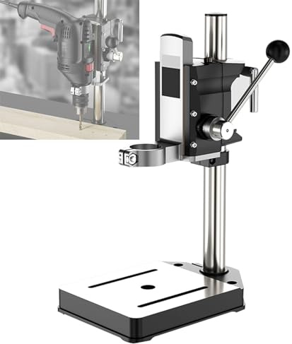 OSPSHPG Support De Perceuse À Colonne Réglable en Hauteur avec Base Élargie en Alliage D'aluminium De 17 X 25 Cm, Compatible avec Perceuse Électrique, pour Le Bricolage Et Les Réparations.