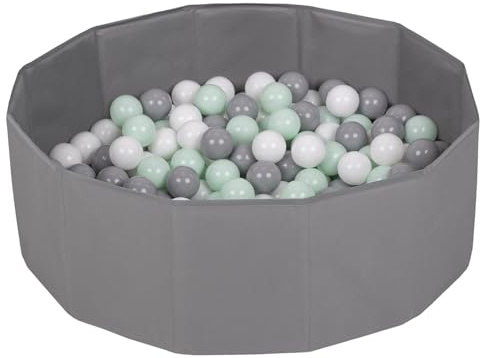 Selonis Piscina Plegable con Bolas Coloridas De 6 Cm NZ-78-BLUE, Gris:Blanco/Gris/Menta,100 Bolas
