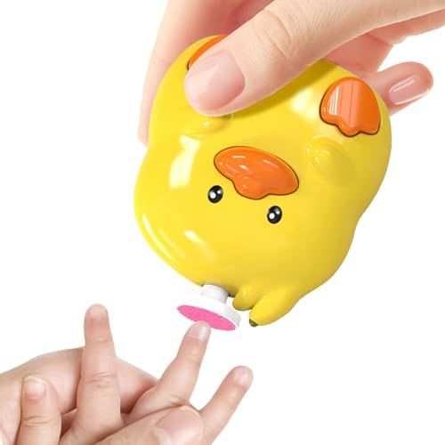 Tagliaunghie Elettrico Per Bambini, Tagliaunghie Per Bambini A 3 Velocità, Design A Papera, Con Luce LED, Strumento Silenzioso Per Lucidare Le Unghie Con 6 Testine Abrasive, Set Sicuro Per Pedicure Pe