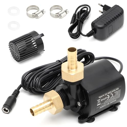 MIUUIPI Vattenpump 12V 800 L/H Dränkbar pump liten vattenpump med 5-stegs varvtalsreglering, 5M lyfthöjd, dammpump, vattenlekpump, akvariepump, fontänpump Mini pumpa vatten Akvariumpump