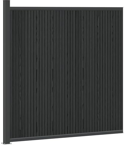 Ordellia Clôture WPC et aluminium noir 173 x 186 cm, résistant aux intempéries, brise-vue et clôture de jardin, clôture stable avec cloison privée pour terrasse et extérieur