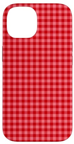 Custodia per iPhone 14 Rosso Rosa Mini Gingham Carino Piccolo Check Cottagecore Preppy
