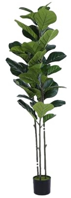 Qudinip Árbol de Higuera de Hoja de Violín Artificial, Planta de Imitación Grande Realista de 4,9 Pies para Decoración Interior de la Sala de Estar del Hogar