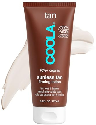 COOLA Organic Sunless Self Tanner Body Firming Lotion, Dermatologist Tested Anti-Aging Skin Care, Vegan and Non-GMO, Piña Colada, 6 Fl Oz