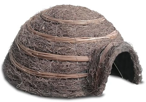 HABAU Igelhaus Kuppel, Iglu aus Weide mit Metallrahmen, ideales Winterquartier für Igel