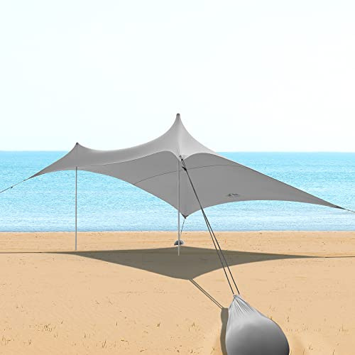 Night Cat Strandzelt Sonnenschutz Sonnensegel UPF 50+ UV-Schutz mit Sandanker Aluminium Polen für Strand Park Hinterhof