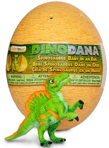 Safari Ltd. Spinosaurus Baby mit Dinosaurier-Ei 8,9 cm | Verwenden Sie die Dino Dana App mit AR | Dinosaurier-Figur | Spielzeug für Kinder | Ungiftig und BPA-frei | Für Kinder ab 3 Jahren geeignet