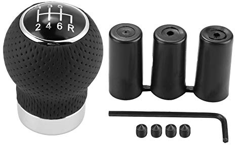 Yctze Universal Auto Schaltknauf Stick Head Shifter Griff Hebel ABS (6 Gänge) für Schaltknauf 6 Gang Opel, Nissan, 5 Gang, 6 Gang, Schwarz, ABS, Leder