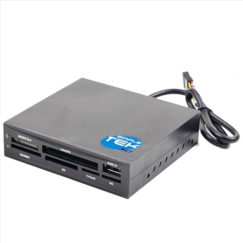 SIMPLETEK Lector de tarjetas interno 3.5 All USB SD XD TF MS MICRO COMPACT FLASH CF CFII en compartimento FLOPPY para ordenador ensamblado y SFF