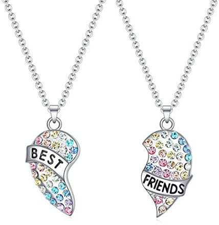 LEDSHLIU Freundschafts-Anhänger-Halsketten-Set, Kette für beste Freunde, 2 Mädchen, Kinder, bunte Diamant-BFF-Halskette, Freundschaftskette, Geburtstagsgeschenk für beste Freunde